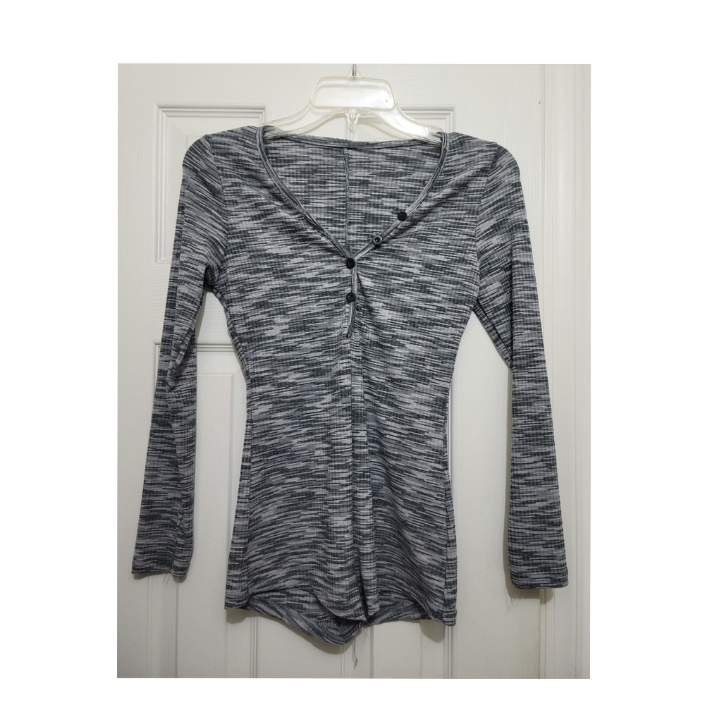 One piece gray button up romper